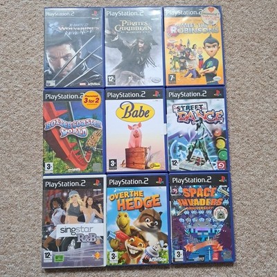 Playstation 2 Kinder Spielepaket x9 Rollercoaster Singstar X-Men Space Invaders