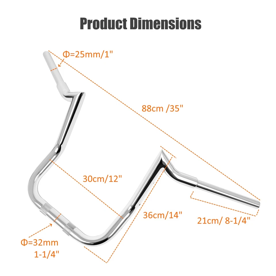 Chrome 12" Rise 1.25" Handlebar for Kawasaki Vulcan Voyager 1700 2009-2025 Foto 2 de 4