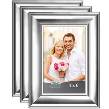 Icona Bay 4x6 Picture Frames Silver, 3 Pack , Contemporary Photo Frames 4 x ...
