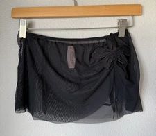 Victoria’s Secret Black Mesh Garter Skirt Floral Womens Size Small NWT