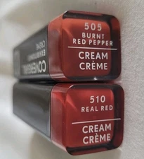 Cover Girl  Exhibitionist Cream Lipstick 510 Real Red 505 Burnt Red Pepper New