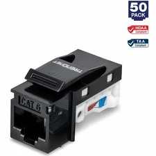 TRENDnet TC-K50C6BK, Cat6 Keystone Jack, Black– 50-Pack