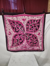 Made In India 100 Silk Scarf Square Pink Black Light Pink Floral Design