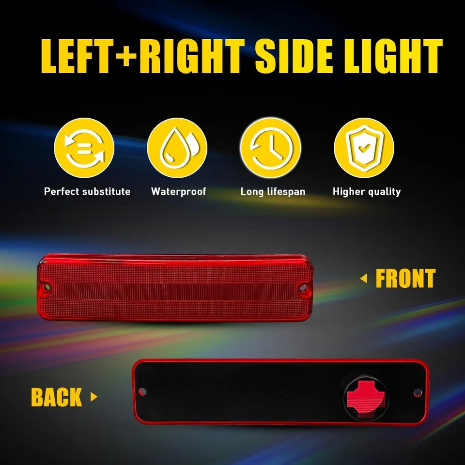 2X Rear Lights Turn Signal Red Lens for 1974-1983 Jeep Cherokee SJ J10 Pickup US - Image 2 of 4