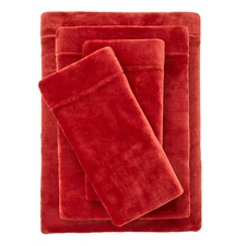 BrylaneHome BH Studio 4 Piece Microfleece Sheet Set - Queen, Paprika