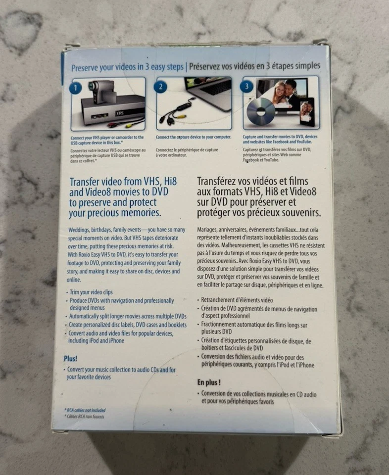 Roxio Easy VHS a DVD 3 Convertir Películas Caseras Antiguas Cintas VHS a DVD Nueva Caja Abierta Foto 2 de 4