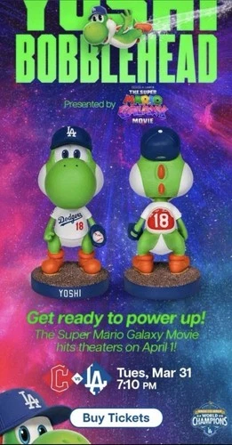 2026 Yoshi Los Angeles Dodgers Super Mario Bobblehead Presale New