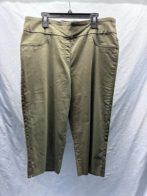 NWOT Ruby Rd Cropped Pants 14 Green Pull On Stretch Pockets High Rise