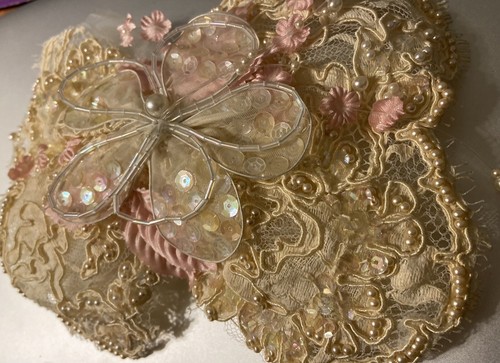 Vintage Lace Headpiece Beaded No Damage - Picture 3 of 4