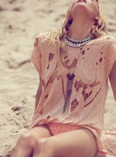 Free People New Romantics High Noon Tea Top Cutwork Embroidery Lace Large