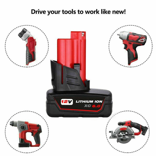 2X Für Milwaukee M12B6 Akku 12V XC 4.0Ah Li-ion 48-11-2440 M12B4 M12B2 M12B3 C12