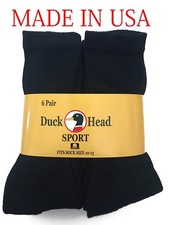 Men's BLACK CREW SOCKS 6/12 Pairs Fit Size 6-12  Made In U.S.A.   