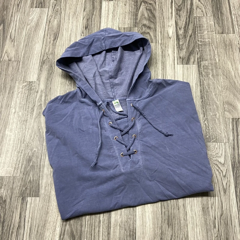 Moletom com capuz feminino GREEN TEA com cadarço gola V pulôver azul com capuz tamanho XL - Imagem 4 de 4