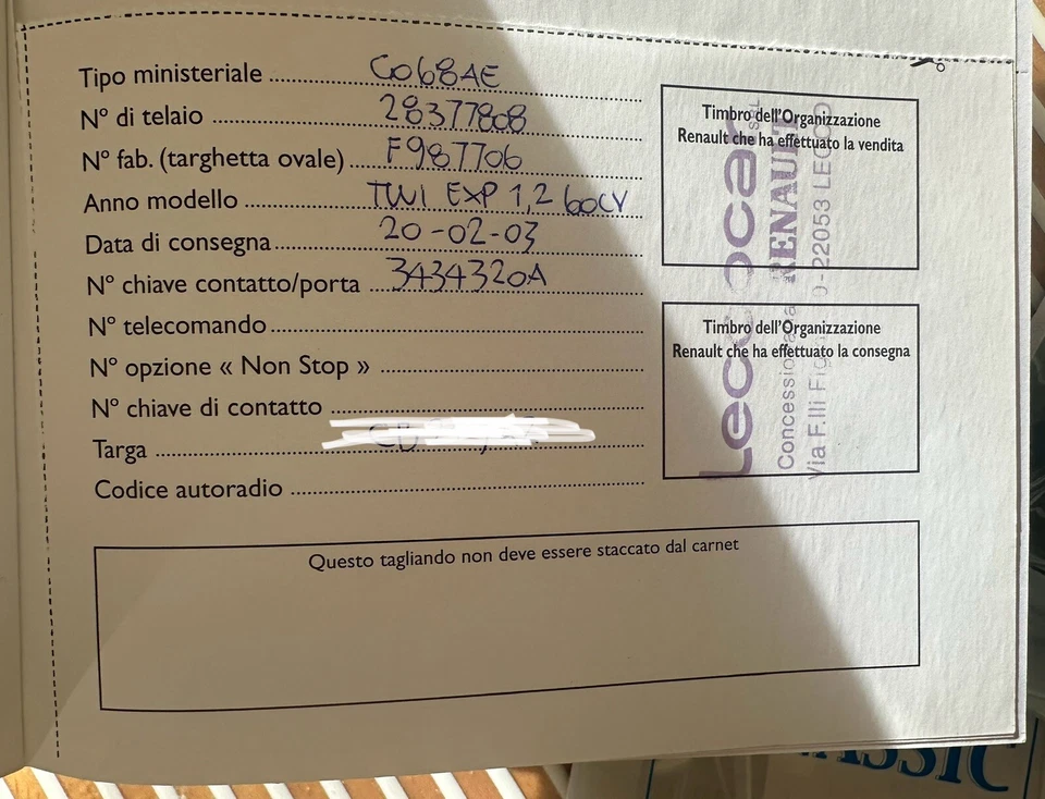 Manuale uso e manutenzione/istruzioni e pochette Renault Twingo Edizione 2002 - Immagine 3 di 3