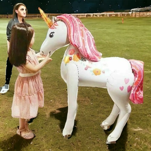 Unicornio gigante 46"" + 2 cabezas 3D globo decoración aire helio para fiesta niños - Imagen 6 de 10