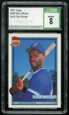 MARK WHITEN 1991 Topps #588 Error Variation Hand Over Border CSG 8
