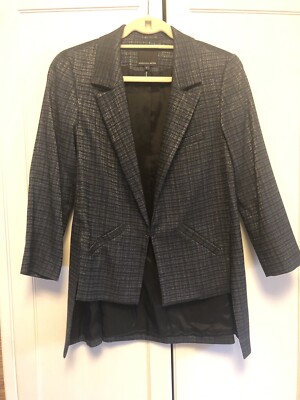 Marissa Webb High Low Blue Metallic Blazer Jacket- Size M- EUC
