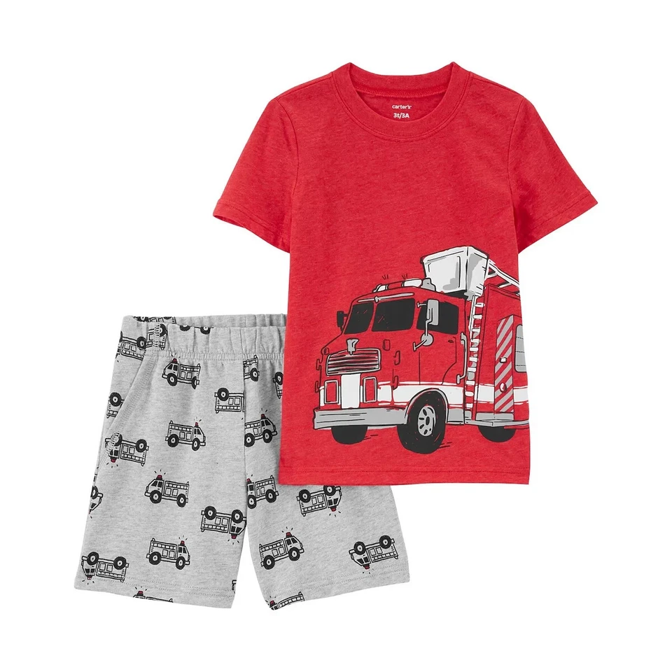 NEW Carter's Boys 3 piece Firetruck Tee & Shorts Set, Size 5T - Image 4 of 4