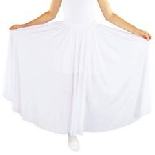 Girls Long Full Circle Dance Skirt White S-M