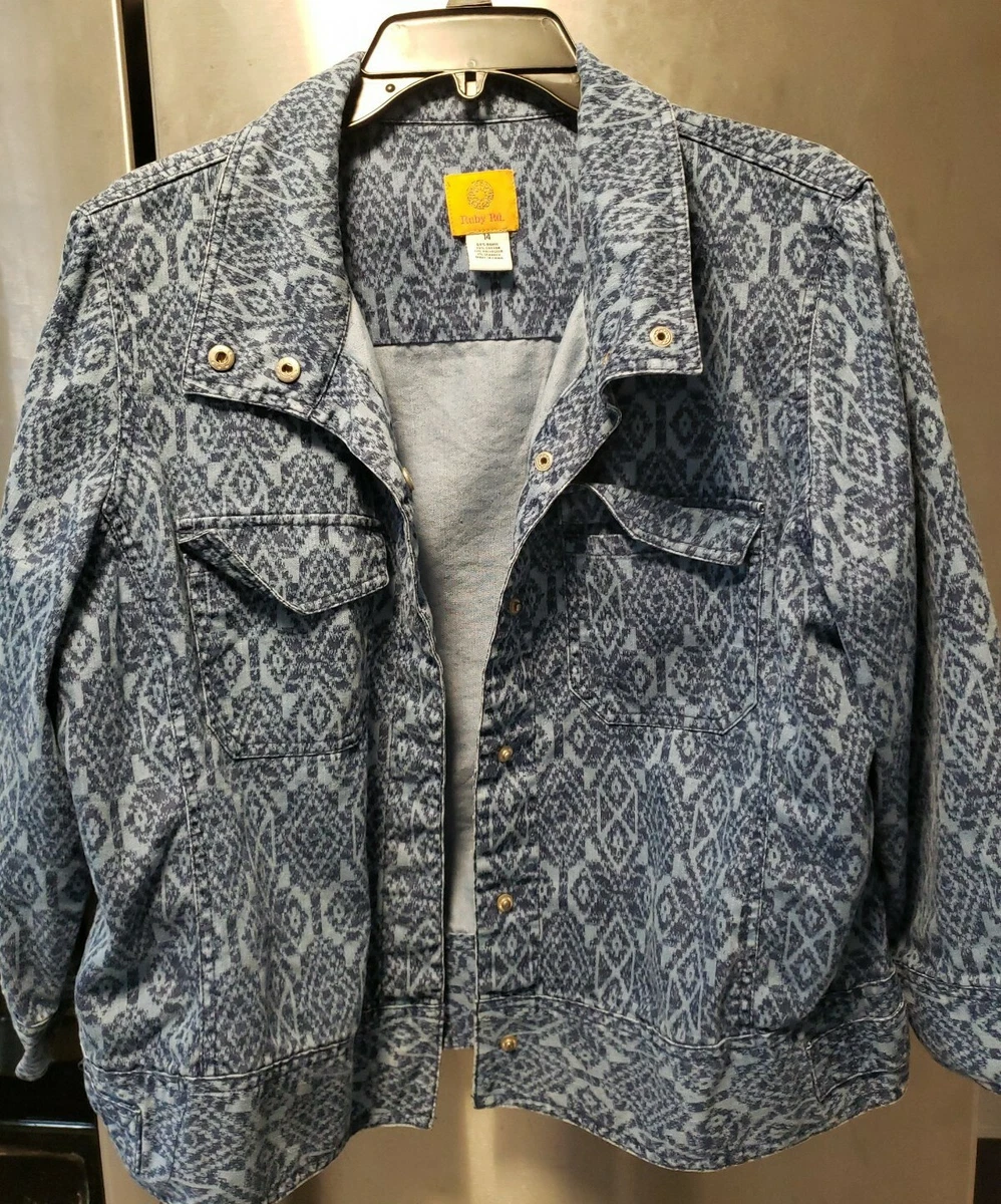 RUBY RD DENIM JACKET WITH POCKETS SNAP CLOSURE SIZE 14
