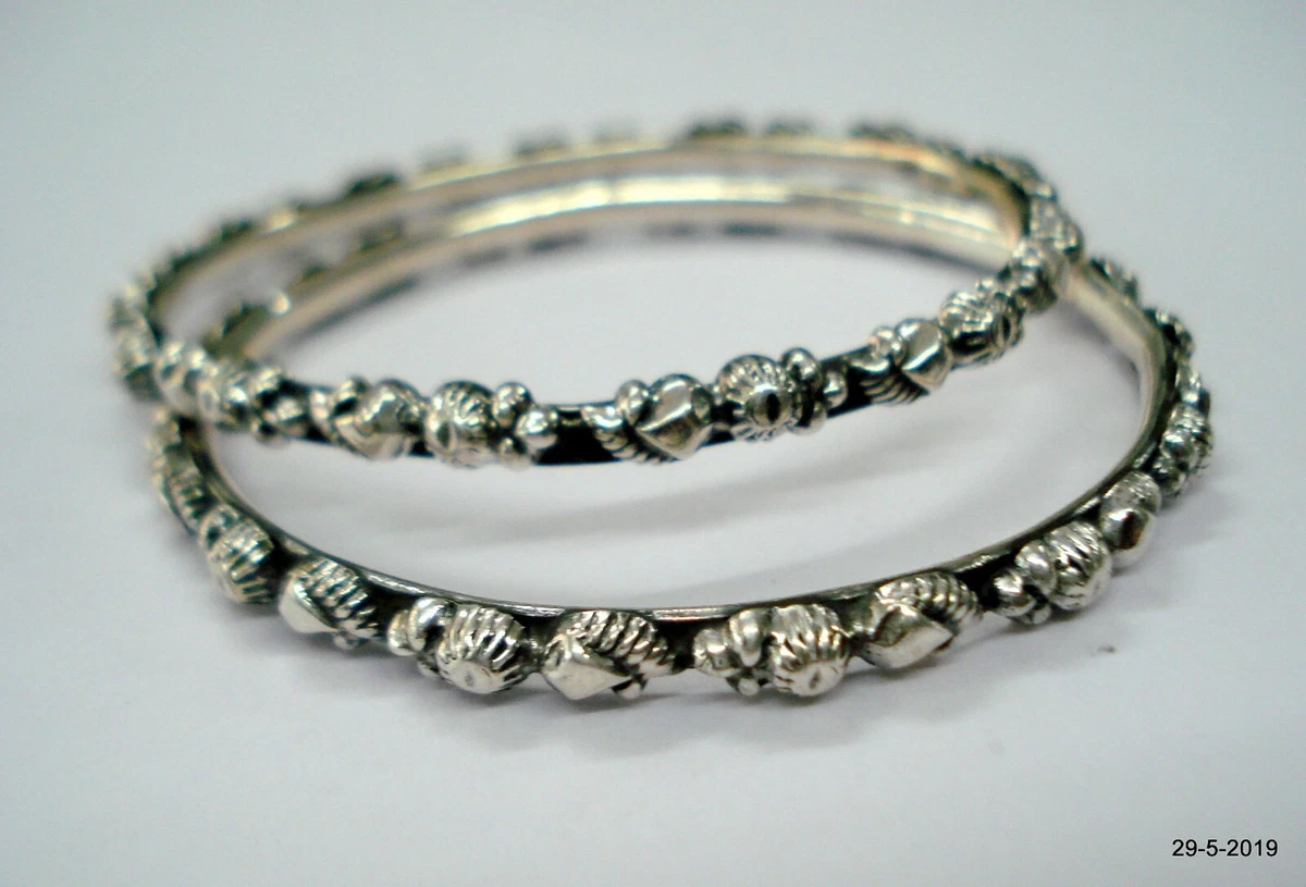 Sterling Silver Bangle Bracelet Chudiyan Traditional Handmade