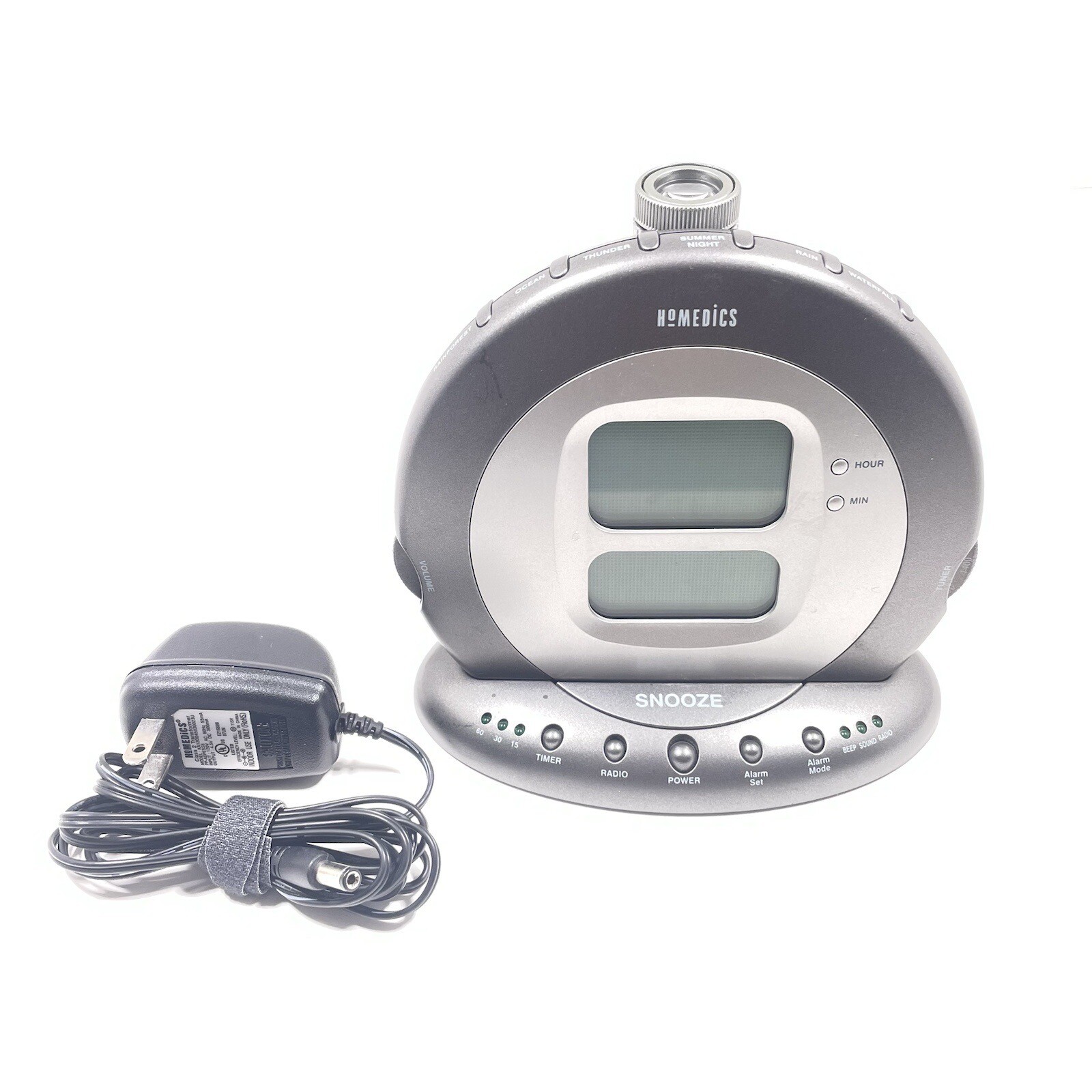 Homedics SS5000 Sound Spa Projection Alarm Clock Radio 6 Nature Sleep