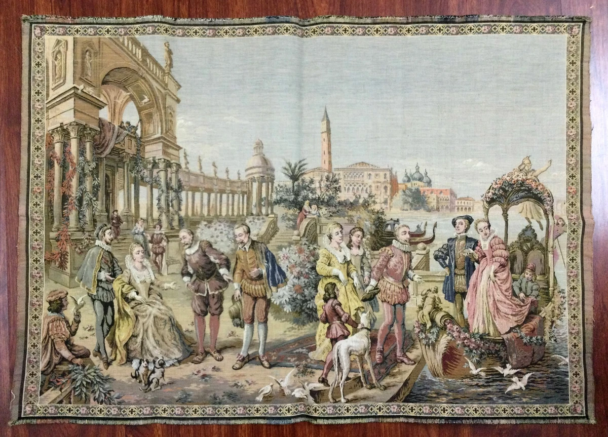 Antique Gobelin Machine woven Jacquard tapestry Venice Late 16th c. [AH1073]