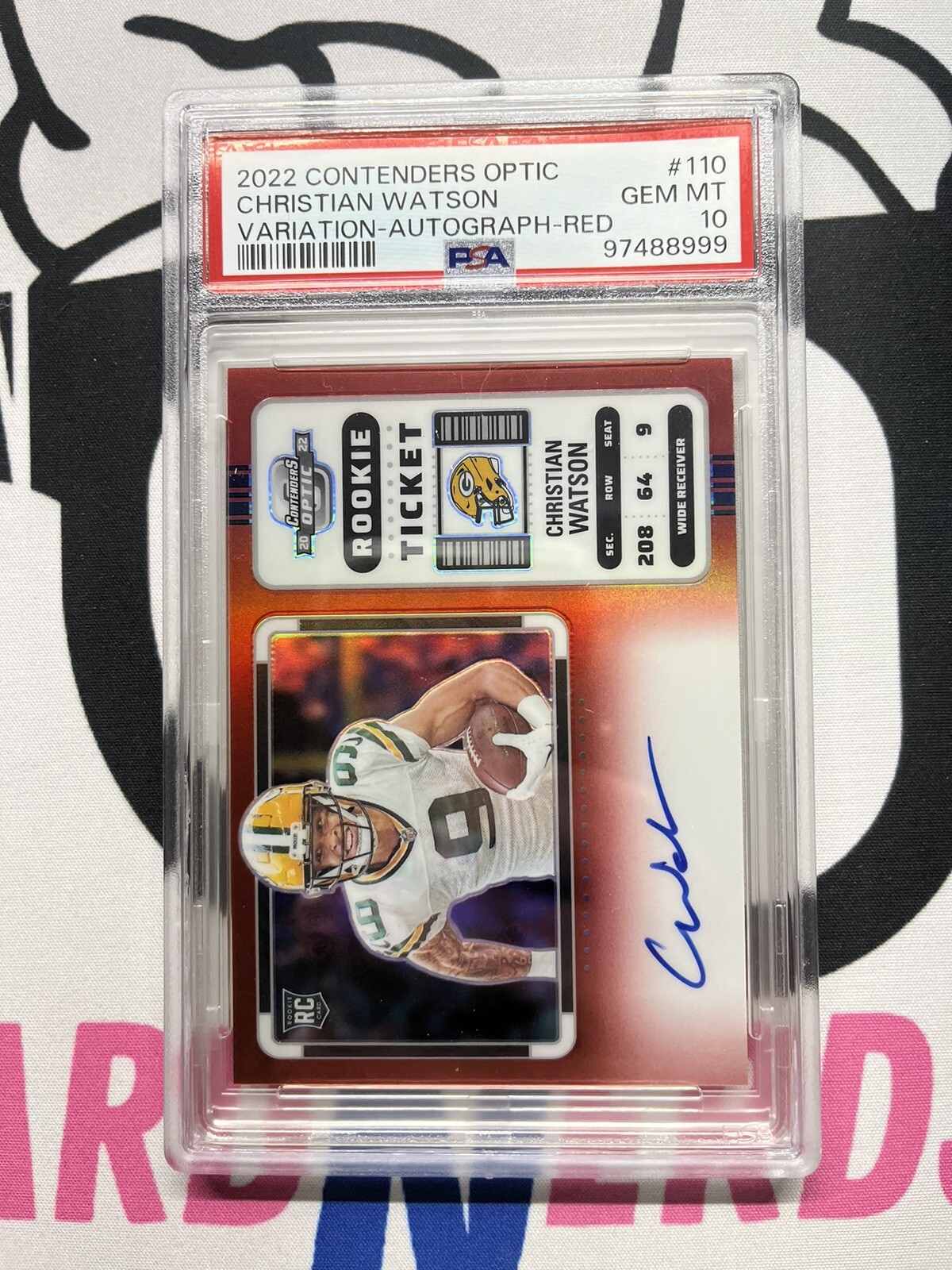 Christian Watson Panini Contenders Optic #110 Variation Autograph Red