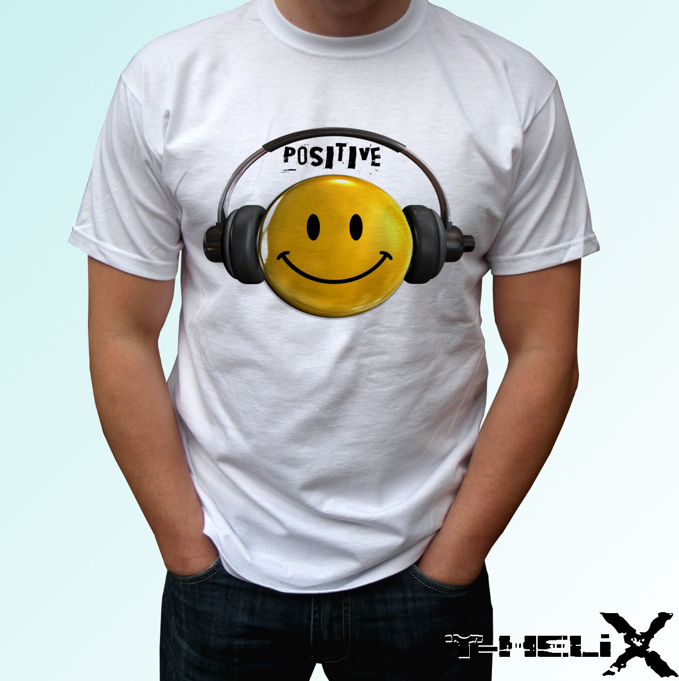 Positive music - white t shirt top peace smile design - mens womens kids  baby