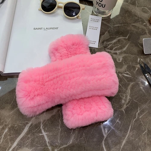 Womens Winter Real Rabbit Fur Gloves Knitted Stretch Fingerless Mitten Gloves - Picture 89 of 102