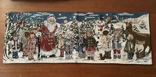 Table Runner Tapestry Santa Claus With Children Of The World 13"x35"