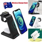 Wireless Charger Dock Charging Station 3 in 1 For Apple Watch iPhone 14 15 13 XS