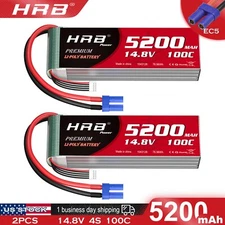 2pcs HRB 5200mAh 4S 14.8V EC5 LiPo Battery for RC Truck Car Helicopter Airplane