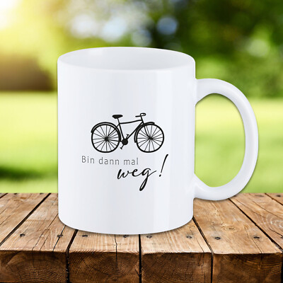 Tasse mit Spruch ''Bin dann mal weg! - Radfahren  T25 Fahrrad Geschenk 330 ml