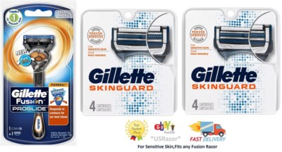9 Gillette Razor Blades 8 Skinguard Refills Cartridges Sensitive Fusion Flexball