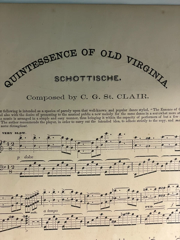 Vintage 1890s Sheet Music Quintessence of Old Virginia SHOTTISH J. H. O'Neil - Image 3 of 4