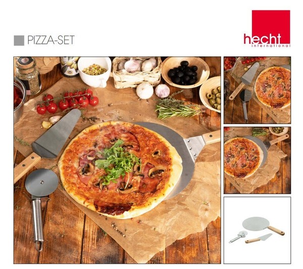 Edelstahl & Buche Pizza - Set 3Tlg Pizzaschaufel, Pizzaheber & Pizzaschneider-image