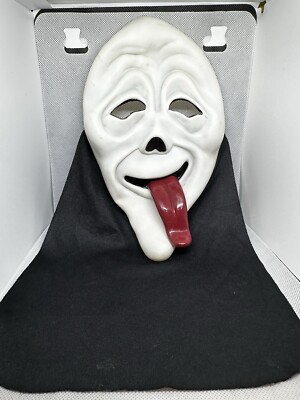 Scream Spoof Tongue Out Wazzup Halloween Mask Easter Fun World 10'' No Hood 