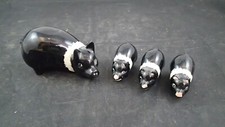 Vintage Ceramic Black White Pig Figurines Lot of4 Set 2" - 3 3/4"