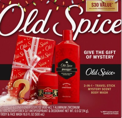 Old Spice Swagger 3 Pc Gift Set W/Mystery Scent Bodywash With Box