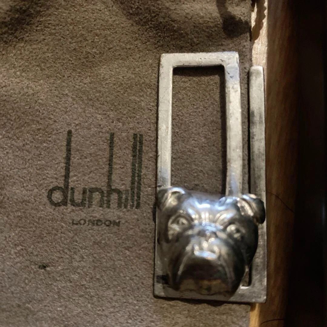 Dunhill Bulldog Motif Money Clip Bill Holder Wallet Silver 925 Men s Accessory