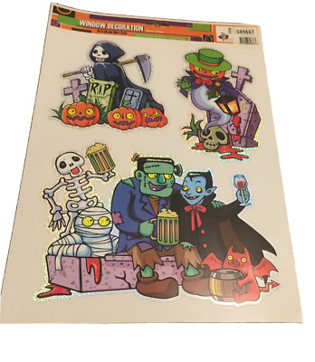 VTG HALLOWEEN UNUSED WINDOW CLINGs Impact Group Grim Reaper