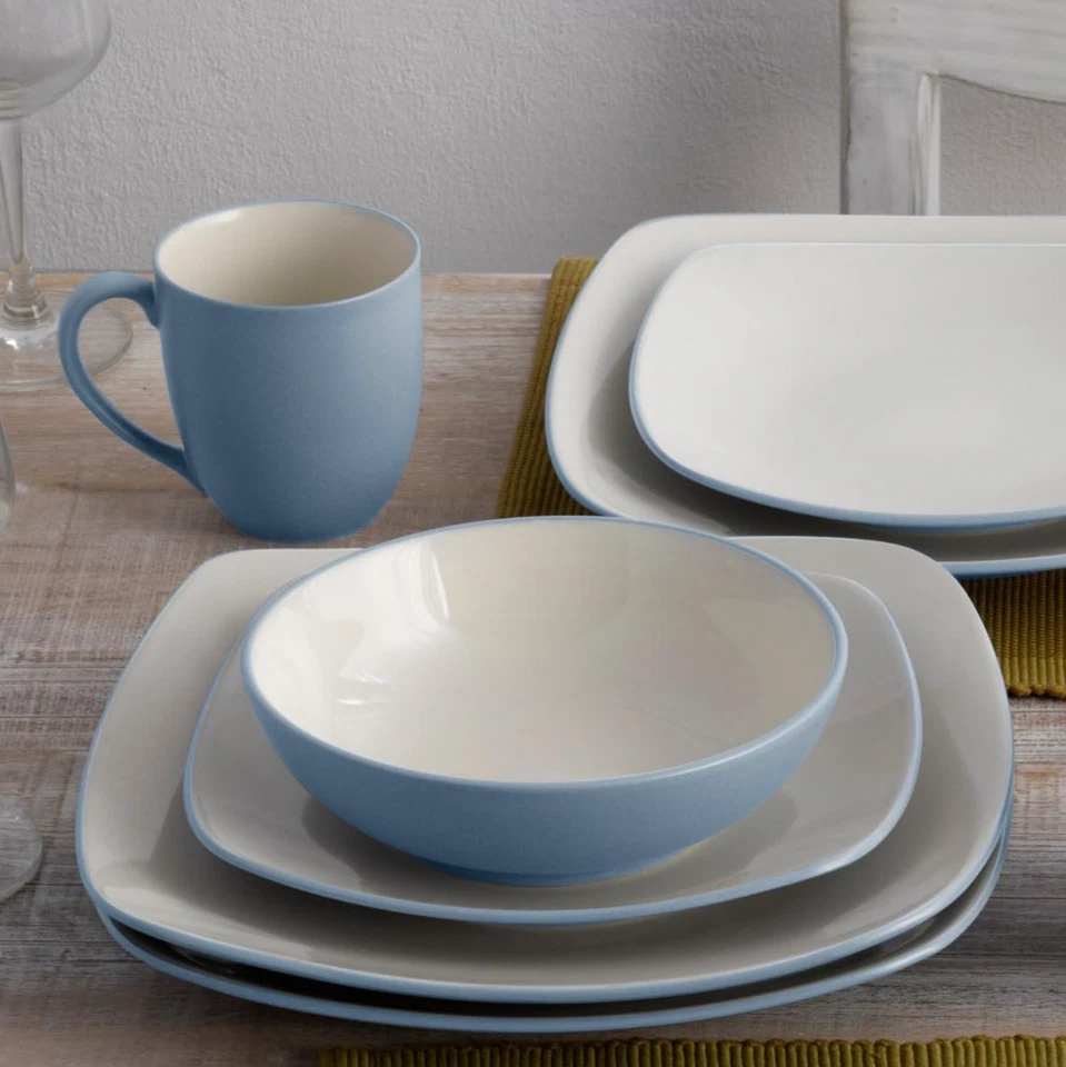 NORITAKE COLORWAVE MATTE ICE BLUE DINNER PLATE BOWL SET 4 PCS STONEWARE NEW NIB - Image 2 of 4