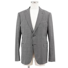 ARMANI COLLEZIONI Tailored Jacket M LINE 2B Houndstooth Stretch Mens 50 Charcoal