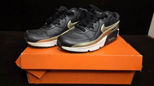 Nike Air Max 90 LTR Low Nero Metallizzato Oro Star Youth Taglia 5 5Y