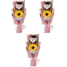 3 Pieces Graduation Flowers Bouquet Sunflower Bouqut Kid Bear for