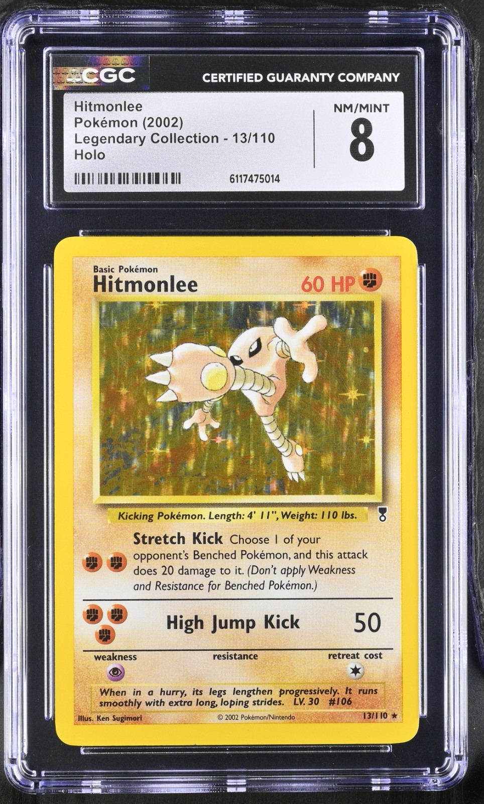 CGC 8 MINT Hitmonlee 2002 Legendary Collection 13/110 Holo Pokemon Card