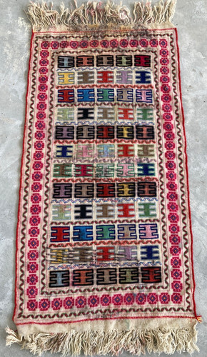 Vintage Traditional Handmade Beautiful Turkish Kilim Floor Rug Carpet 105x55 cm