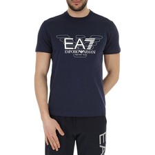 ARMANI EA7 3ZPT45 Mens Cotton T-Shirt Emporio Armani Summer Tops Navy Blue Tees