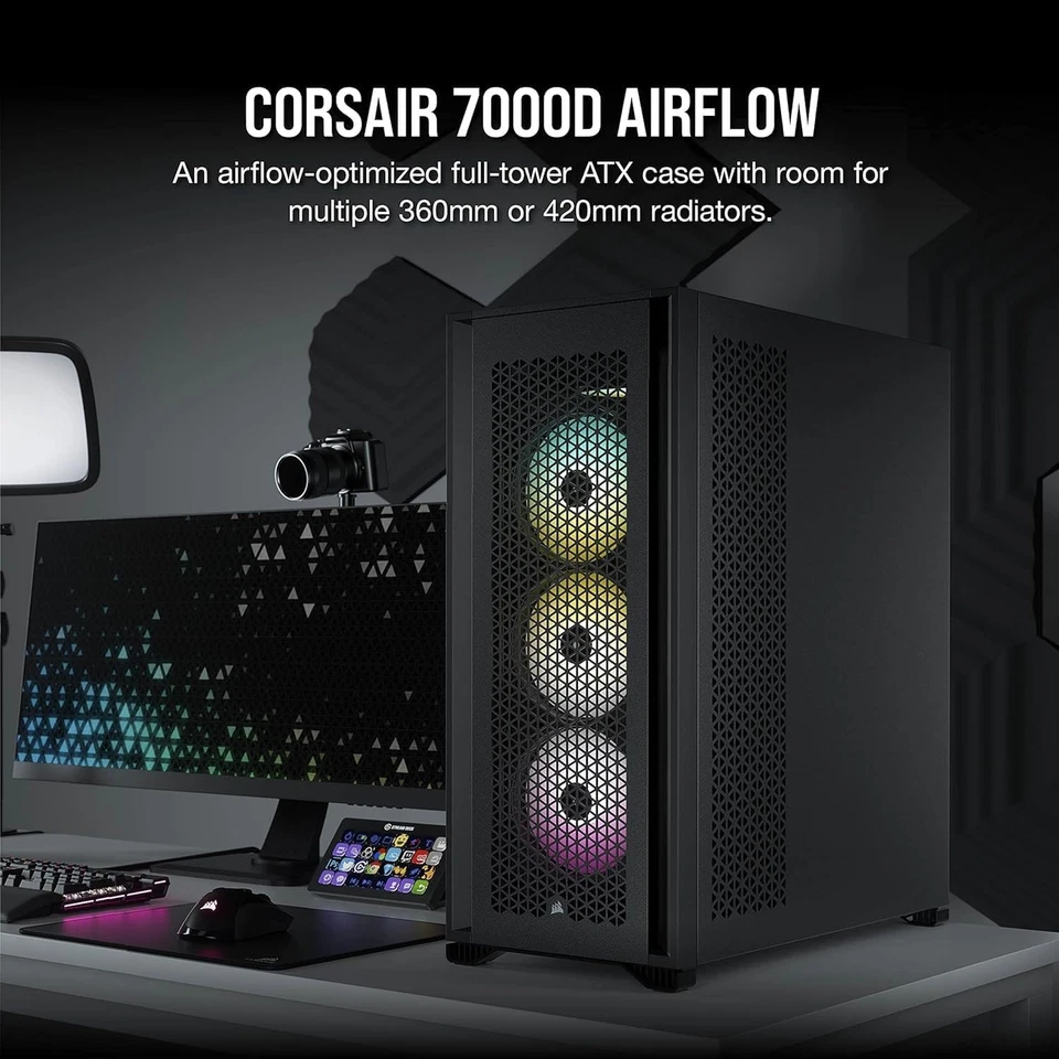 Corsair 7000D Airflow ATX Full Tower PC Case - Black - Image 2 of 4